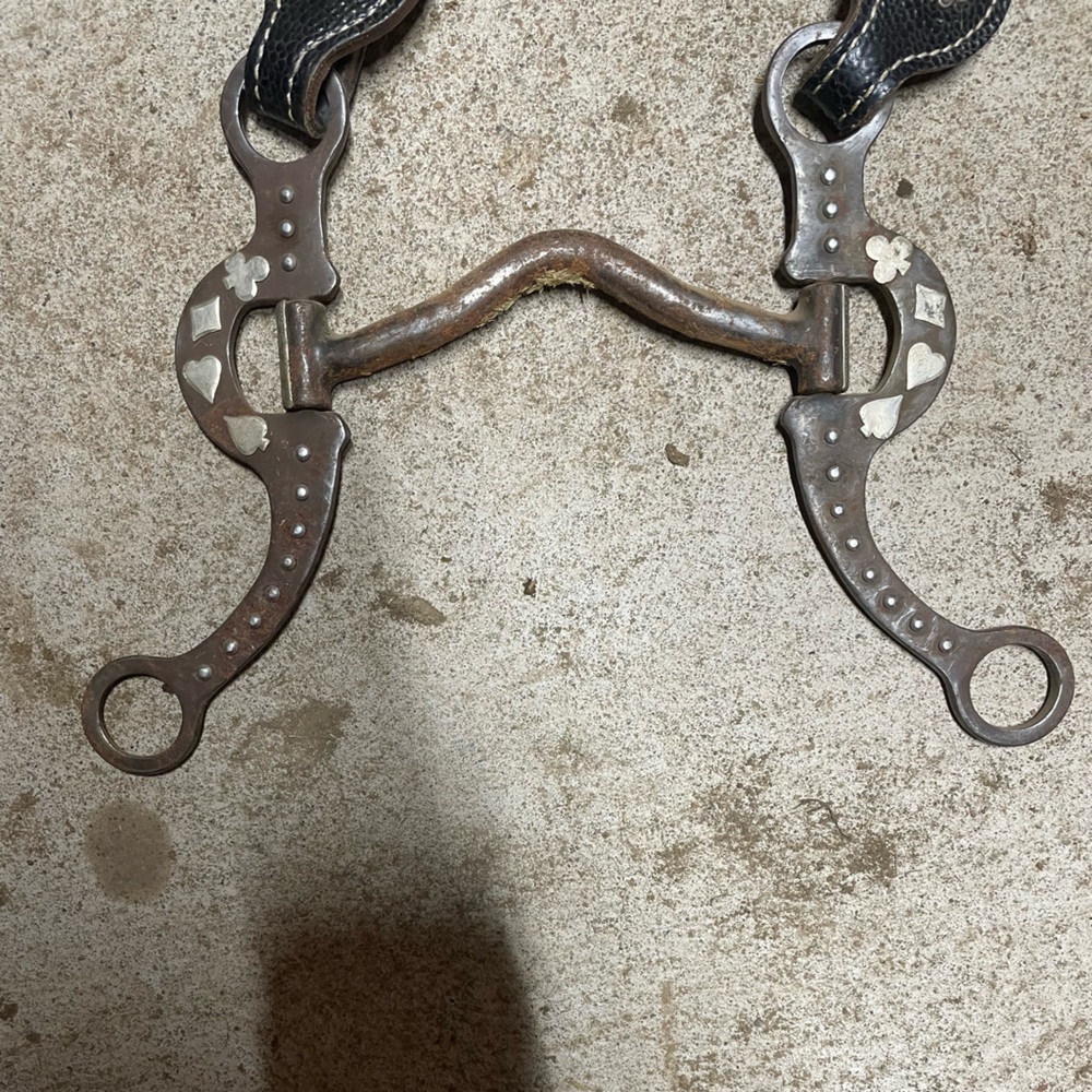 Horse Bit with gambler silver Inlays - Brown Metal